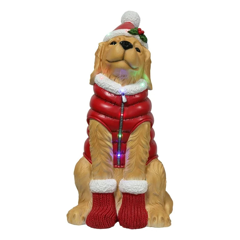 Lighted Blow Mold Golden Retriever Christmas Decoration, 28", by Holiday Time | Walmart (US)