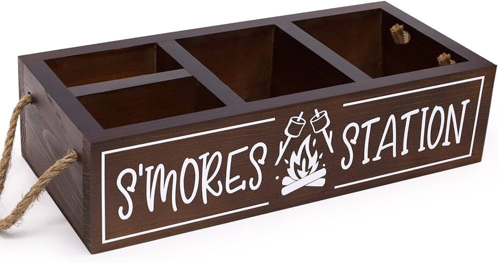 Zingoetrie S'mores Station Wooden Box S'mores Bar Holder with Handles Farmhouse Kitchen Decor Rus... | Amazon (US)