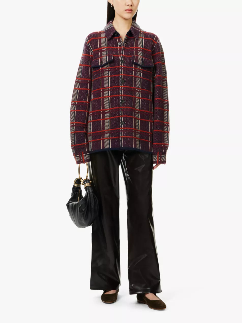 Plaid-pattern relaxed-fit cashmere work shirt | Selfridges