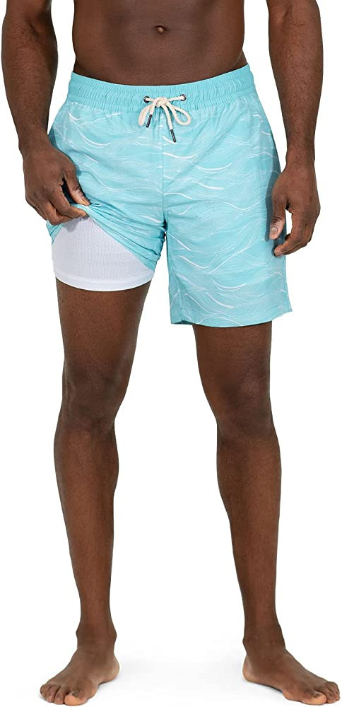 Somewhere Sunny Volley 7" Inseam Recycled Swimming Trunk | Compression Liner, Quick-Dry, 4-Way St... | Amazon (US)