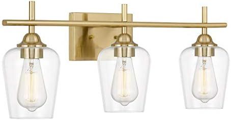Worldwide Lighting Bacchus 3-Light Plated Satin Brass Vanity Light 6.75“ x24”x 9.75“ (AMZ20... | Amazon (US)