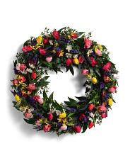 32in Real Touch Faux Tulip Wreath | TJ Maxx