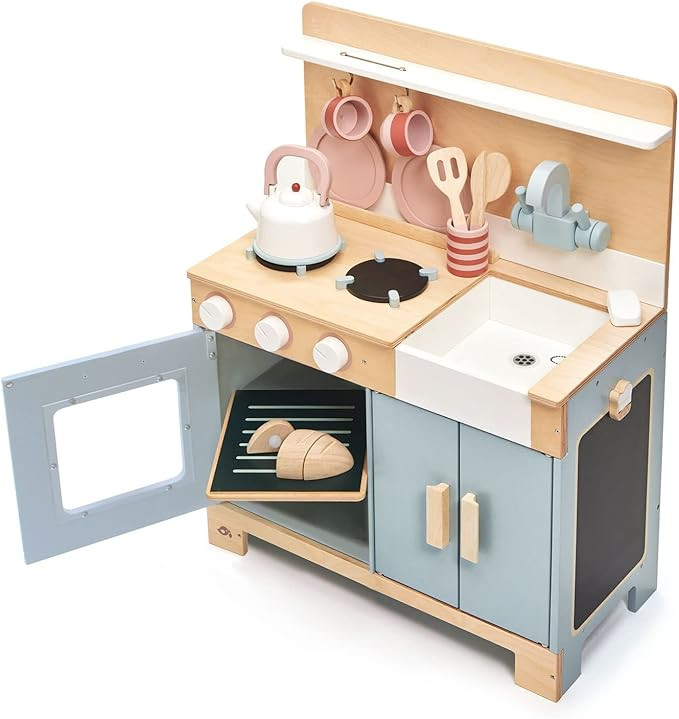 Tender Leaf Toys - Mini Chef Home Kitchen - Wooden Kitchenette Fully Equipped with Accessories fo... | Amazon (US)