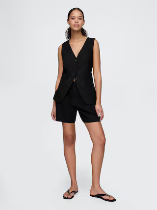 365 High Rise Linen-Blend Shorts | Gap (US)