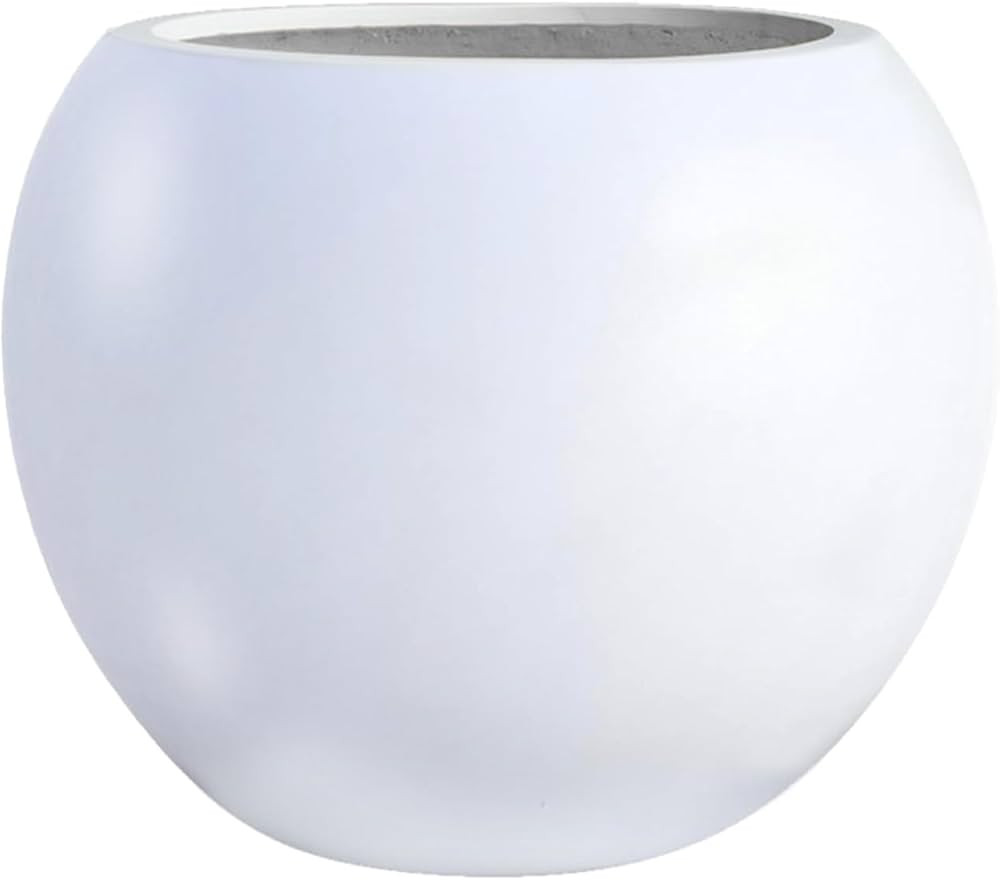 Globo 16" H x 20" D Fiberstone Premium Large Planter, (White), 13.5" Pot Opening, Sphere Drainage... | Amazon (US)