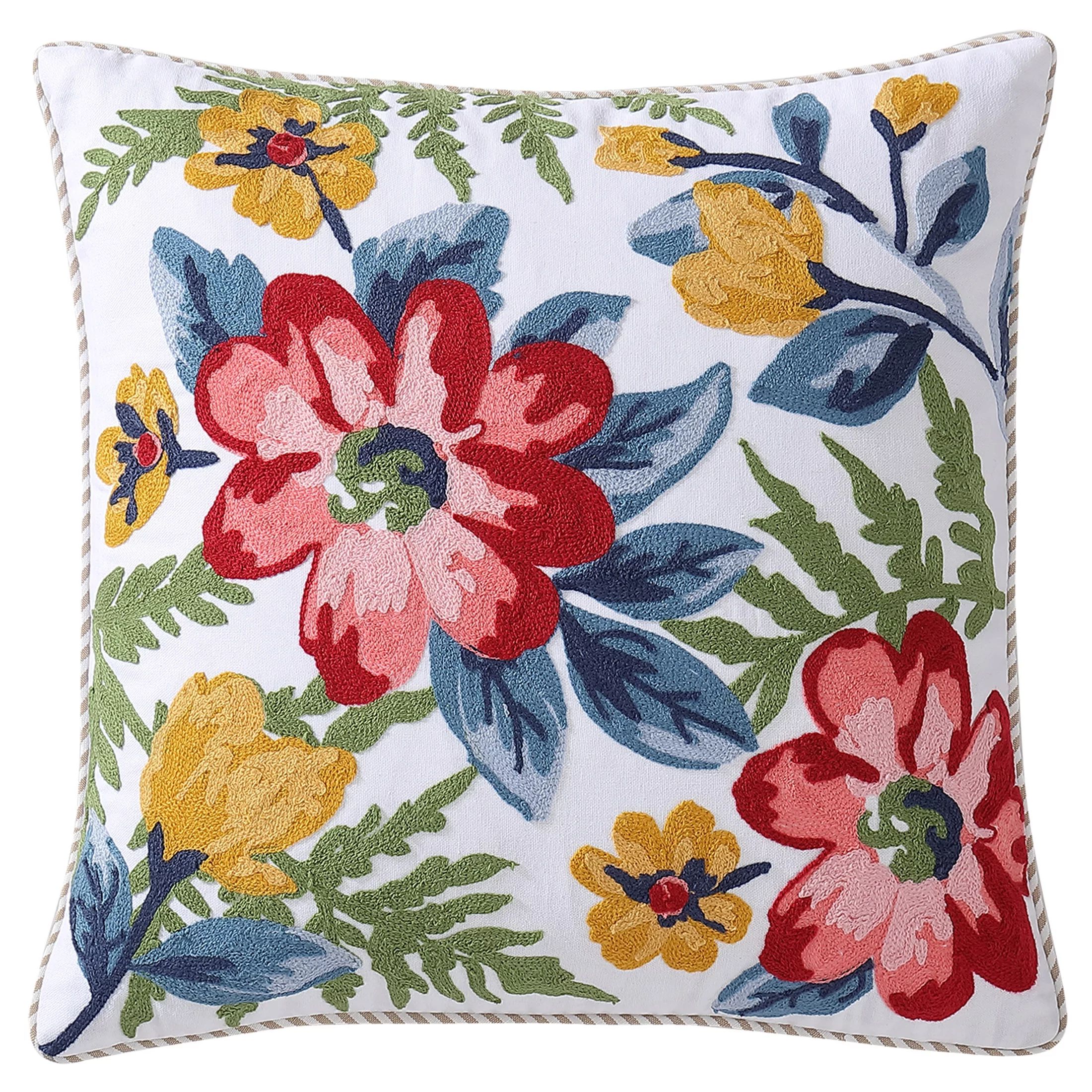 Mainstays, Ambretta Decorative Pillow, Square, 18" x 18", Blue, 1 Piece | Walmart (US)