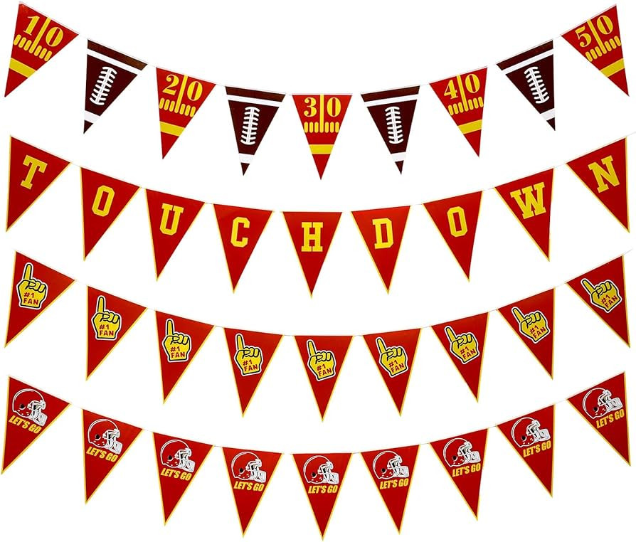Epakh 4 Pieces Football Party Supplies Football Pennant Banner Bunting American Theme Football Pa... | Amazon (US)