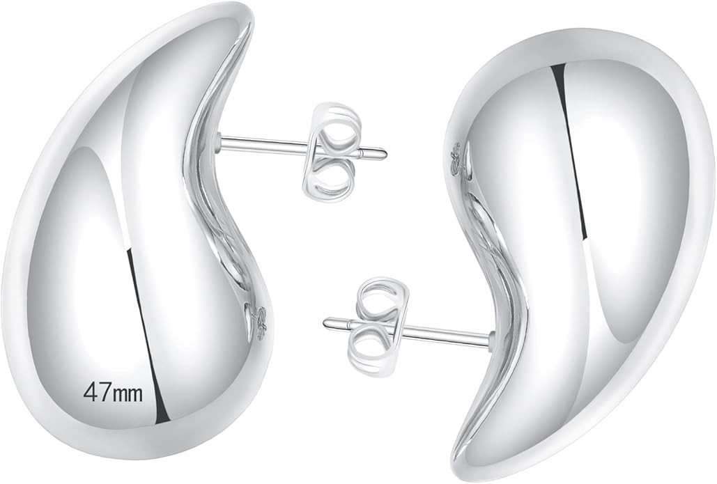 Ascona 18/25/32/47mm Chunky Gold Hoop Earrings for Women | Lightweight Tear Drop Earrings | Gold ... | Amazon (US)