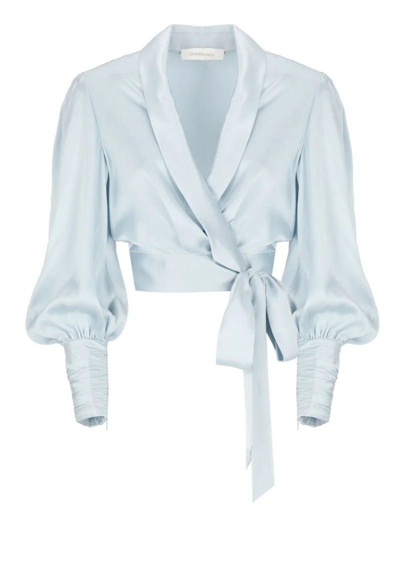 Light Blue Silk Cropped Top | Shop Simon