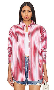 Lovers and Friends Maxy Button Up in Red & White from Revolve.com | Revolve Clothing (Global)