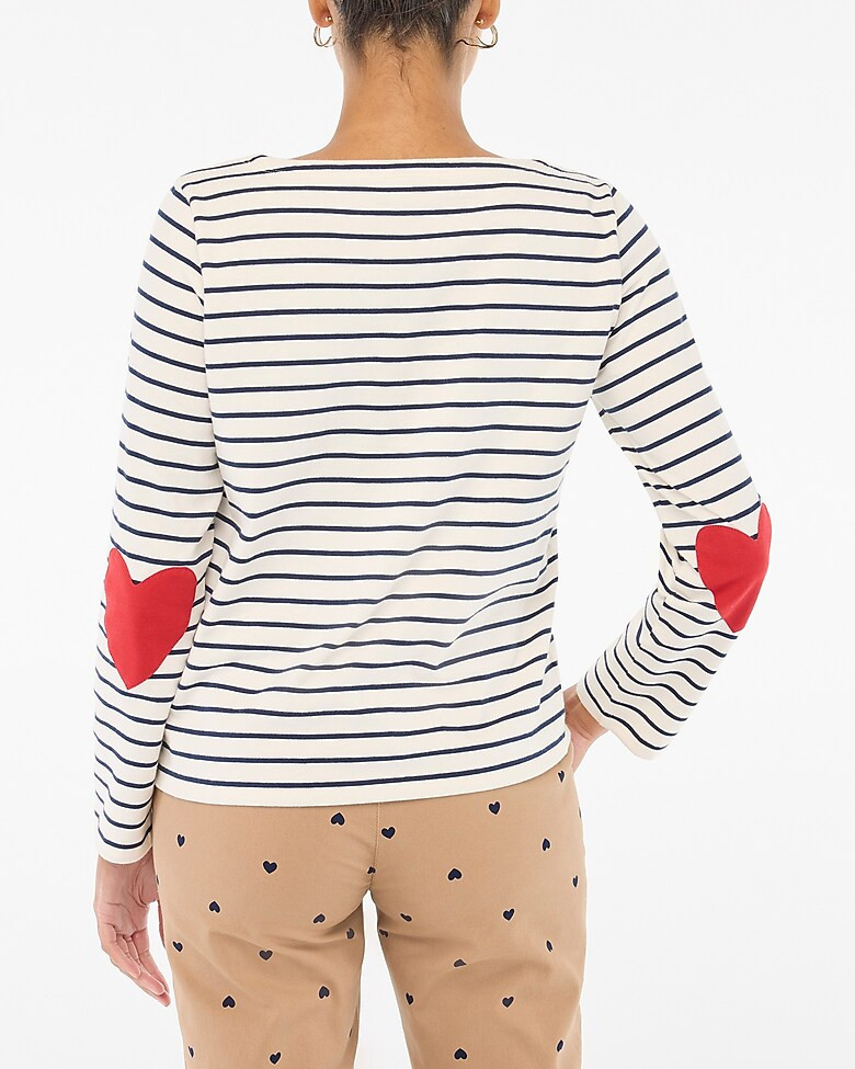Boatneck striped top with heart elbow patches | J.Crew Factory