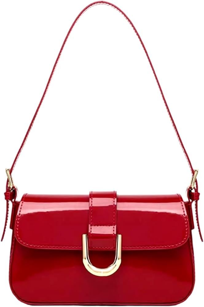 Purse For Women Y2k Bag Red Shoulder Bag Patent Leather Handbag Crossbody Bag | Amazon (US)