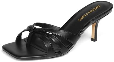 DREAM PAIRS Women's Strappy Kitten Heels 2.5 inch Stability Cute Flip Flops Thong Sandals with Cu... | Amazon (US)