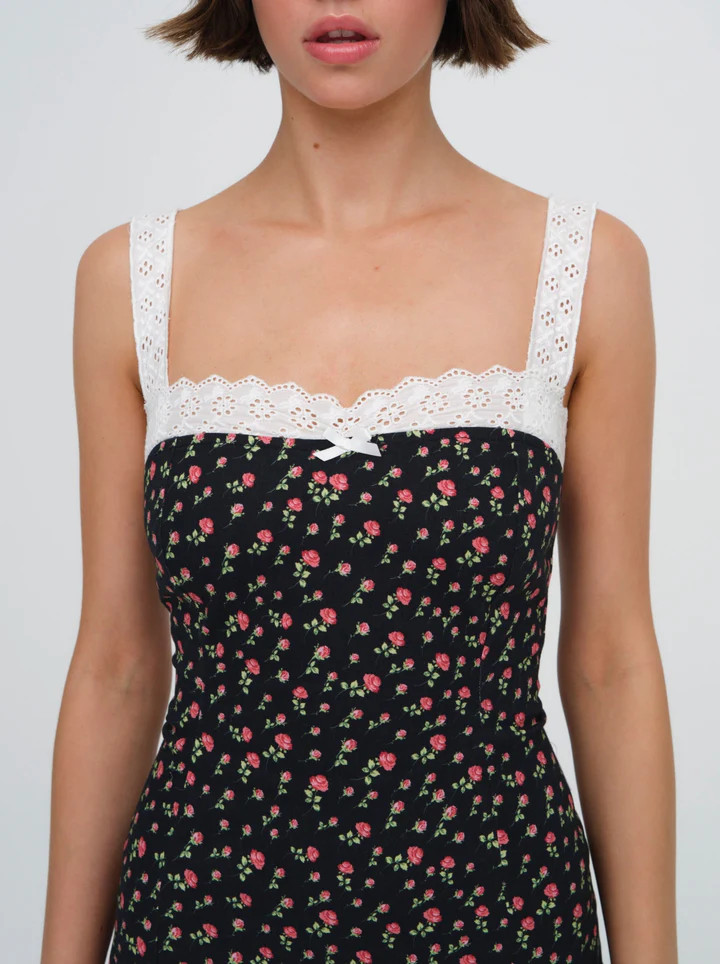Camille Denim Mini Dress — Black | For Love & Lemons