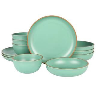 12-Piece Double Bowl Melamine Dinnerware Set | The Home Depot