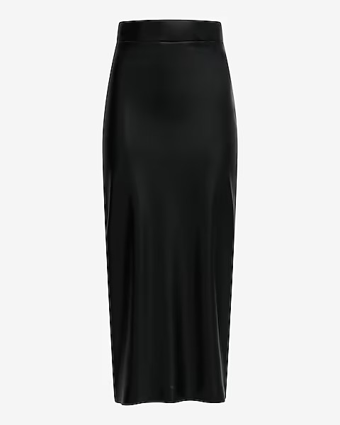 Super High Waisted Faux Leather Midi Skirt | Express