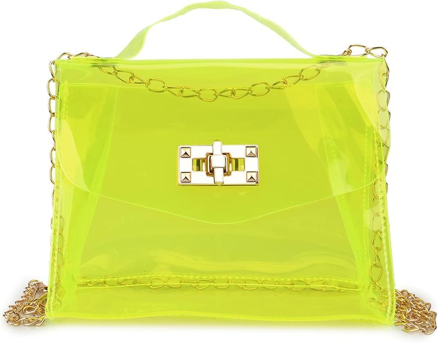 WEDDINGHELPER Clear Purse for Women, Clear Crossbody Bag PVC Handbag Clear Stadium Approved Bag | Amazon (US)
