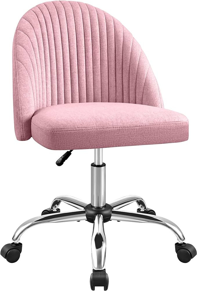 Furniwell Office Chair Armless Cute Desk Chair Modern Adjustable Swivel Padded Fabric Vanity Task... | Amazon (US)