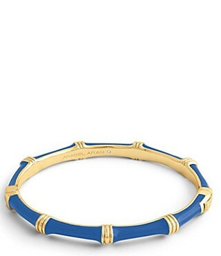 Anabel Aram Gold Bamboo Enameled Hinge Bangle Bracelet - Mediterranean Blue | Dillard's