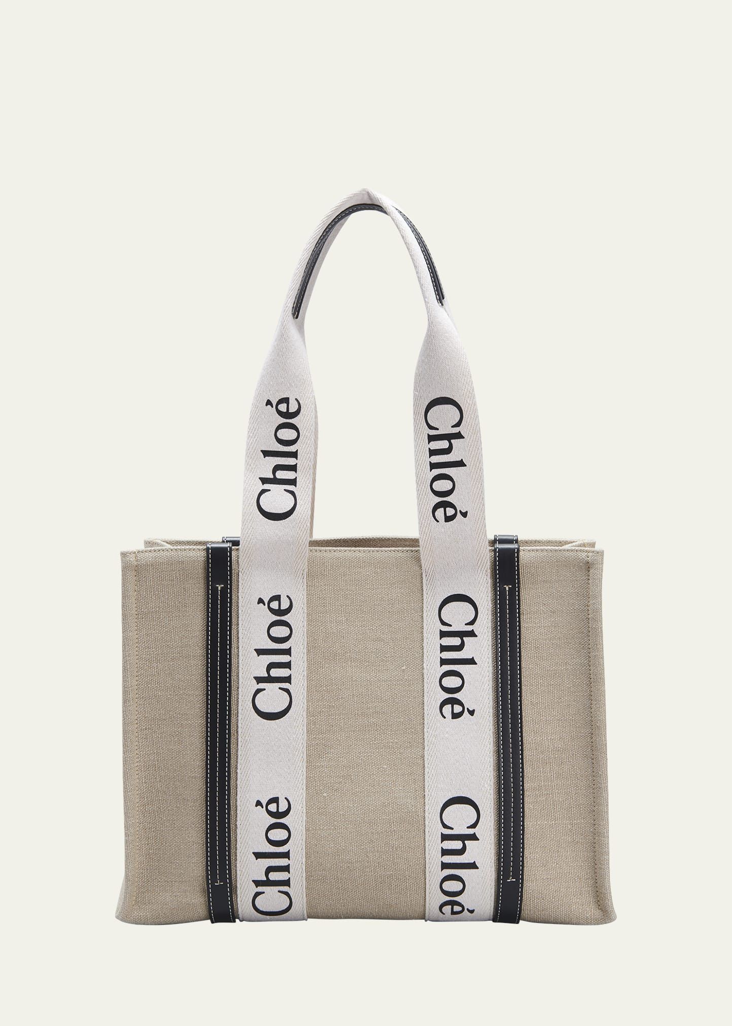Chloe Woody Medium Tote Bag in Linen | Bergdorf Goodman