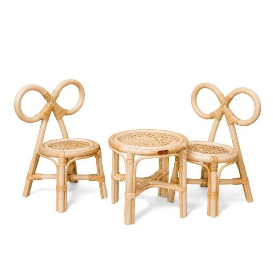 Poppie Toys Mini Rattan Doll Table and Chairs | The Tot