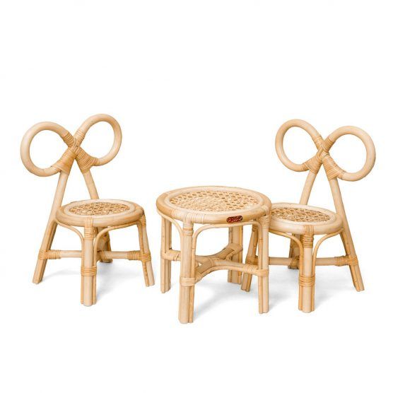 Poppie Toys Mini Rattan Doll Table and Chairs | The Tot