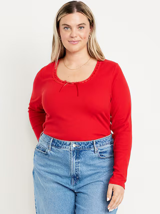 Scoop-Neck Long-Sleeve Ribbed Top | Old Navy (US)