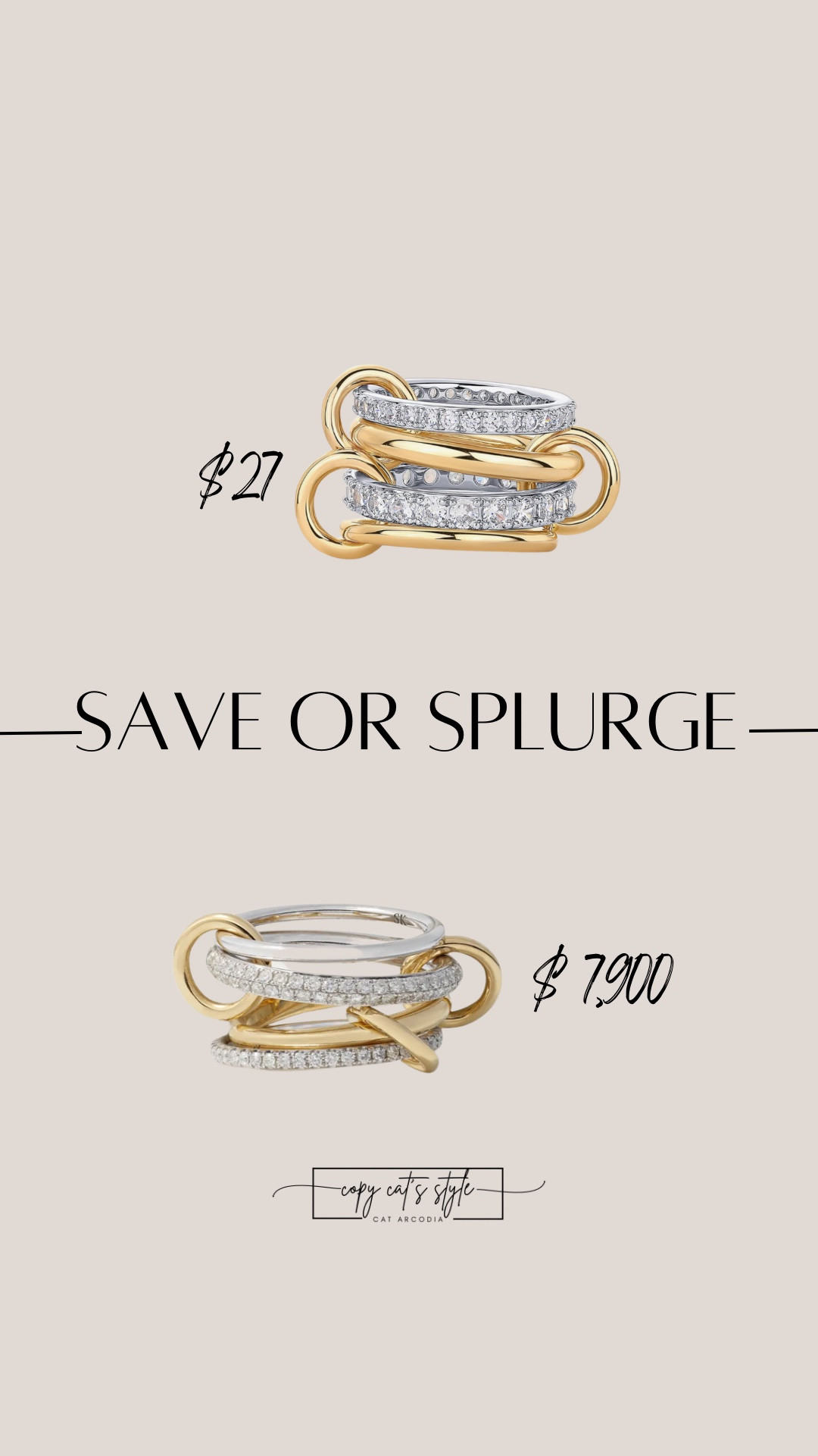 Save or splurge on jewelry finds. Look for less stackable rings. 

#LTKFindsUnder50 #LTKStyleTip #LTKSaleAlert