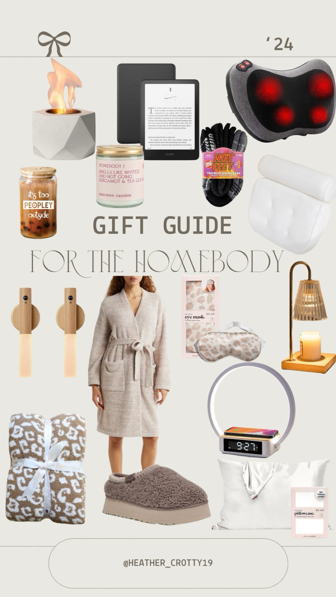 Gift guide for the homebody in your life, these are must have items for the cozy lover. A barefoot dreams cardigan, Styled Collection blanket, Kitsch weighted eye mask, candles, candle warmer, table top fire pit, Sherpa UGGs, silk pillowcase, back massager. These would make good white elephant gifts that anyone would love 🎁

#LTKGiftGuide #LTKHoliday #LTKCyberWeek