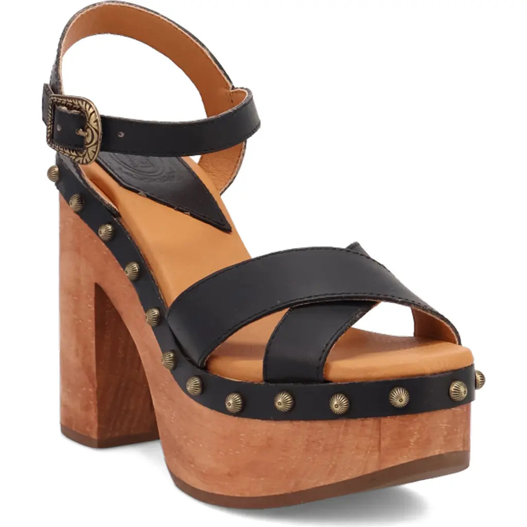 Dingo Lotus Ankle Strap Platform Sandal in Black at Nordstrom, Size 8.5 | Nordstrom