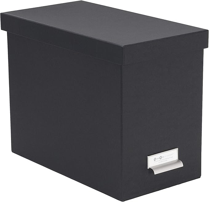 Bigso John Fiberboard Label Frame Desktop File Storage Box, 10.2 x 7 x 13 in, Dark Grey | Amazon (US)