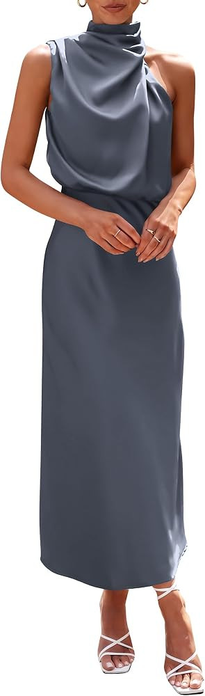 PRETTYGARDEN Women's Summer Satin Maxi Cocktail Dress | Amazon (US)