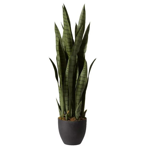 Nearly Natural 35" Sansevieria Artificial Plant in Plastic Planter, Green | Walmart (US)