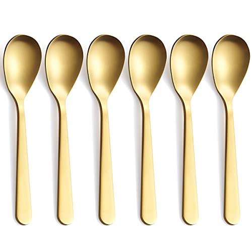 FULLYWARE Matte Gold Demitasse Espresso Spoons, Stainless Steel Satin Finish Coffee Spoons, Mini Teaspoons, Sugar Spoons, 4.7-inch, Set of 6, 6-PIECE | Amazon (US)