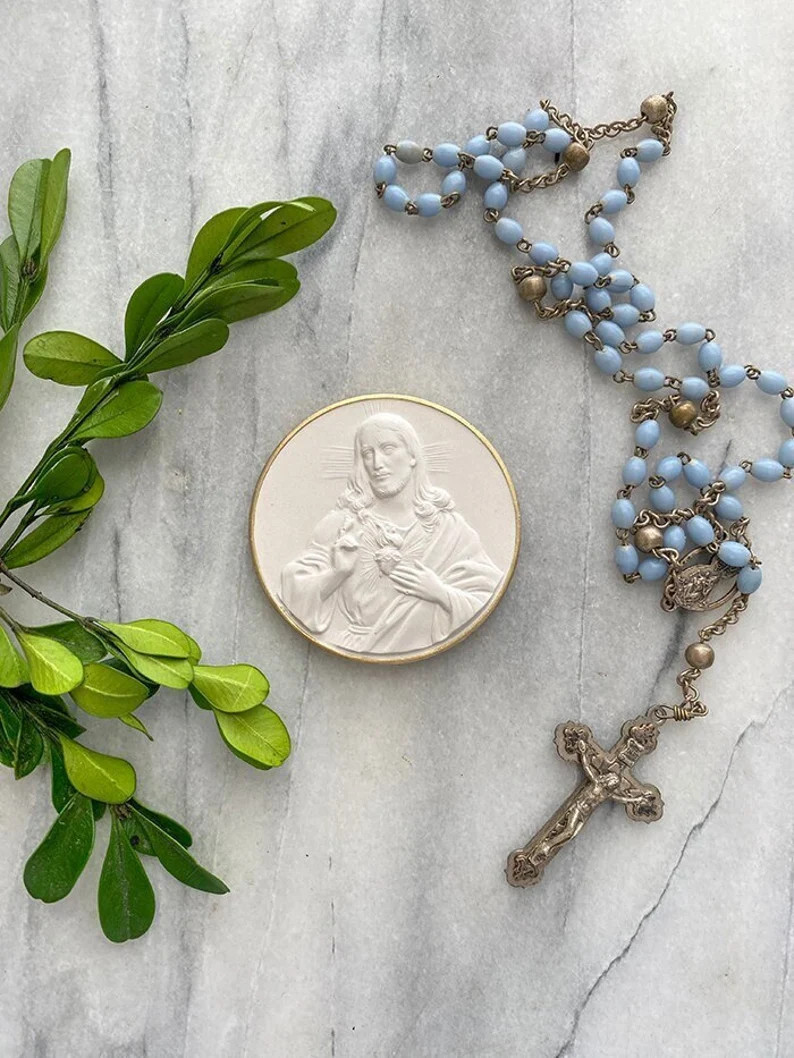 Religious Intaglio, Sacred Heart Jesus, Plaster - Etsy | Etsy (US)