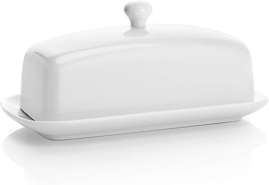 Sweese Butter Dish with Lid, Porcelain Butter Keeper, 7.8 Inch Butter Holder with Handle Cover, B... | Amazon (US)