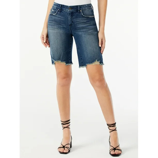 Sofia Jeans by Sofia Vergara Women's Gabriela Fray Hem Bermuda Shorts - Walmart.com | Walmart (US)