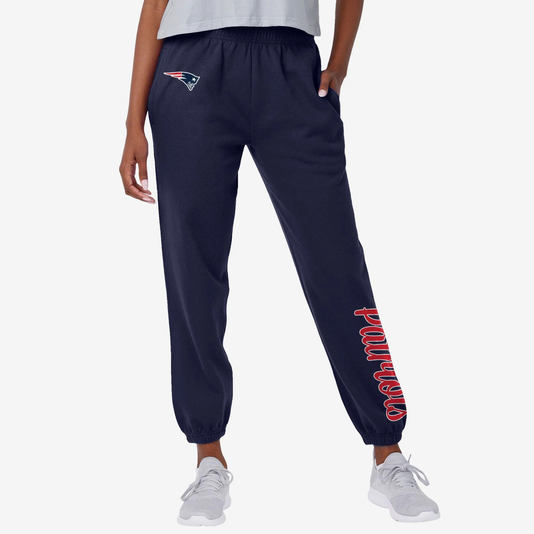 New England Patriots Womens Script Wordmark Team Color Sweatpants | FOCO inc