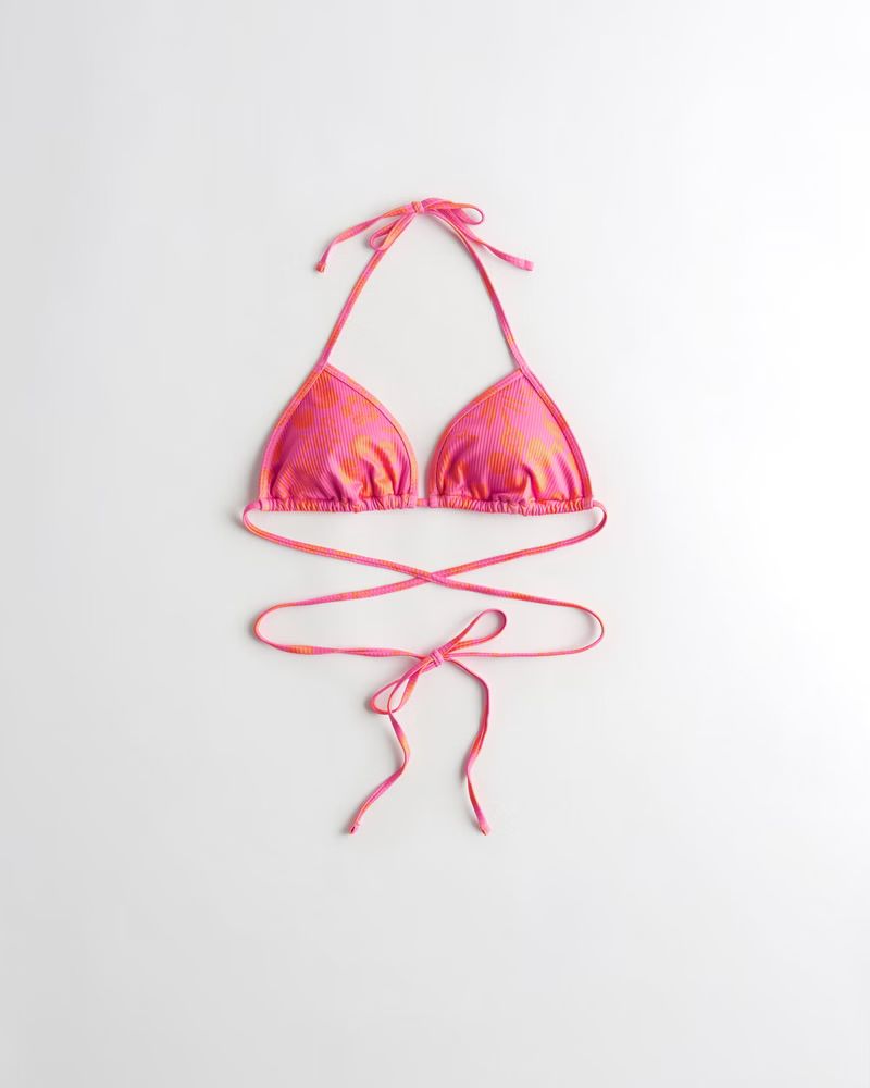 Women's Ribbed String Wrap Triangle Bikini Top | Women's Swimwear | HollisterCo.com | Hollister (US)