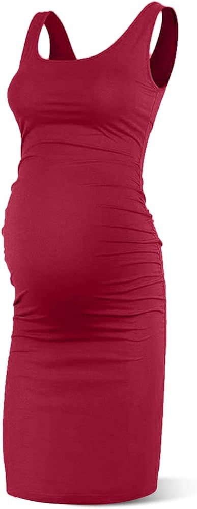 Rnxrbb S-2XL Women Summer Sleeveless Maternity Dress Pregnancy Tank Scoop Neck Mama Clothes Casua... | Amazon (US)