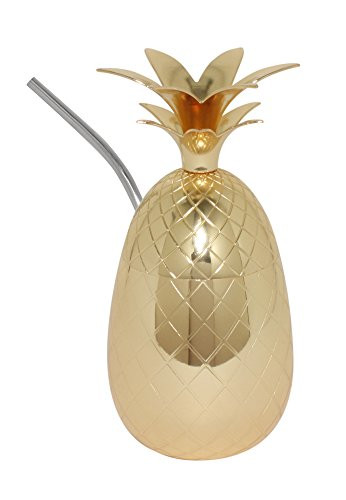 Silver One Stainless Steel Pineapple Gold-Finish Cocktail Mug w Straw, 17 oz. | Amazon (US)