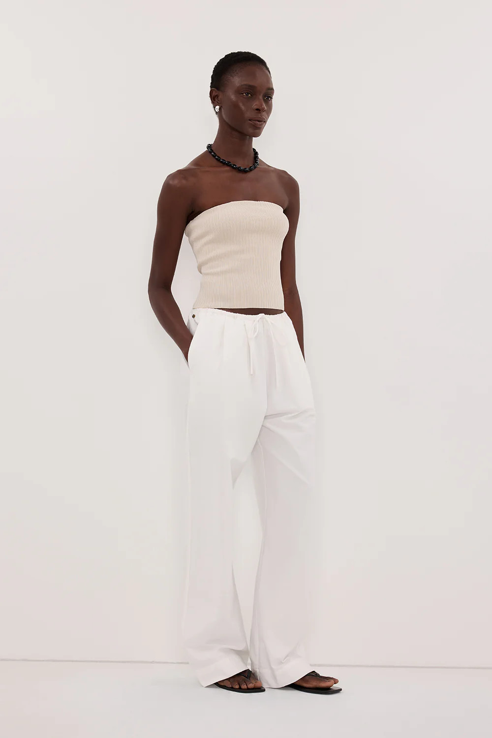 LIMA BONE BANDEAU KNIT TOP | DISSH