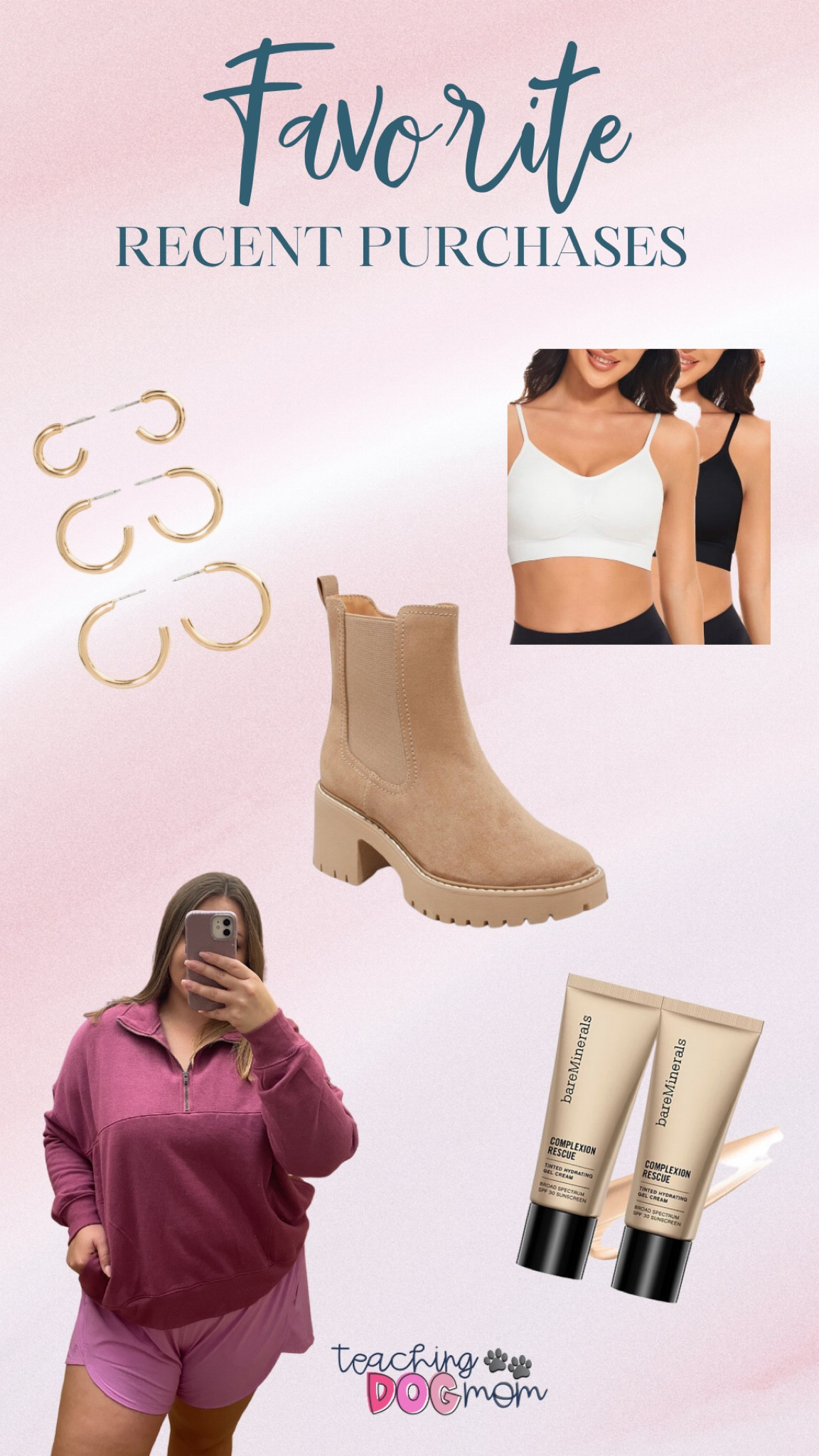 Here are a few of my favorite recent purchases all rounded up! I’ll list all the details below! 

Comfy bras: XL (TTS)
Brown chunky boots: 9 (TTS)
Walden Berry quarter zip: XL (TTS)
Complexion Rescue: Cashew 3.5

#targetfinds #amazonfinds #kohlsfinds #targetstyle #qvcfinds #amazonstyle #kohlsstyle #makeupfinds #fashionfinds 

#LTKmidsize #LTKbeauty #LTKcurves