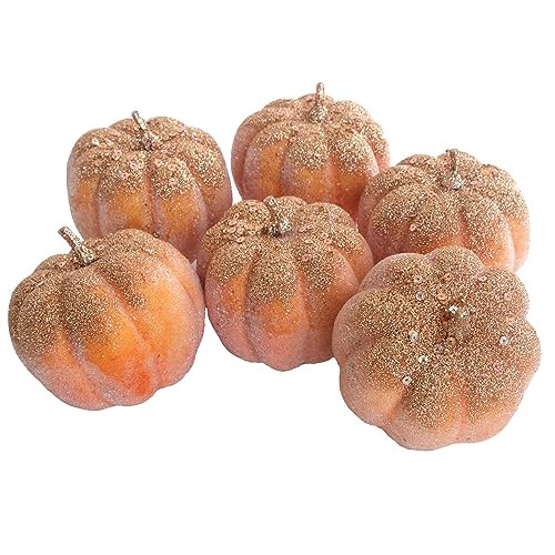 CIR OASES Glitter Pumpkin Decor, 6pcs Artificial Fake Foam Pumpkins Decoration for Thanksgiving Harvest Festival Indoor/Outdoor Decor (Glitter pumpkin) | Amazon (US)