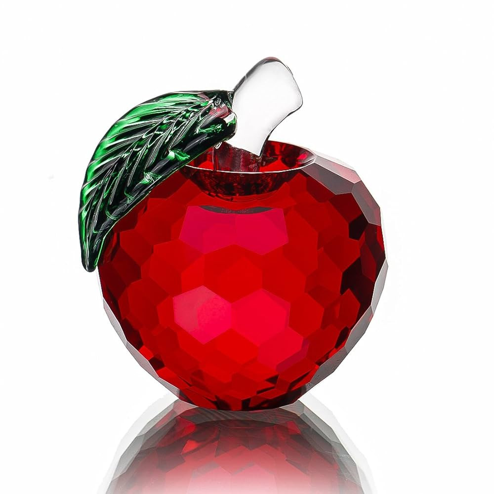 H&D Crystal Red Apple Paperweight 40mm Art Glass Apple Collectible Figurines Best for Christmas E... | Amazon (US)