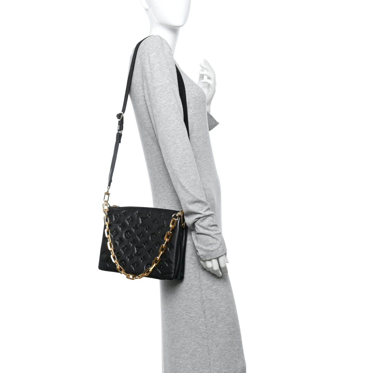 Lambskin Embossed Monogram Coussin PM Black | FASHIONPHILE (US)