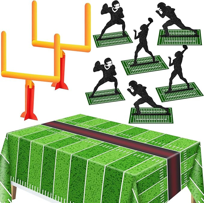 9 Pieces Football Party Decorations, Football Goal Post Centerpieces Football Player Silhouette C... | Amazon (US)