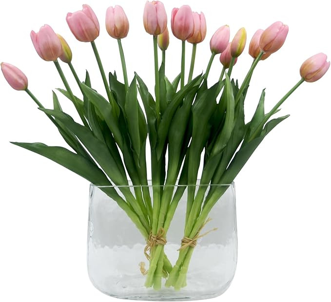 15pcs Artificial Tulips Flowers, Fake Tulips Real Touch, Faux Latex Bouquets, for Party Wedding H... | Amazon (US)