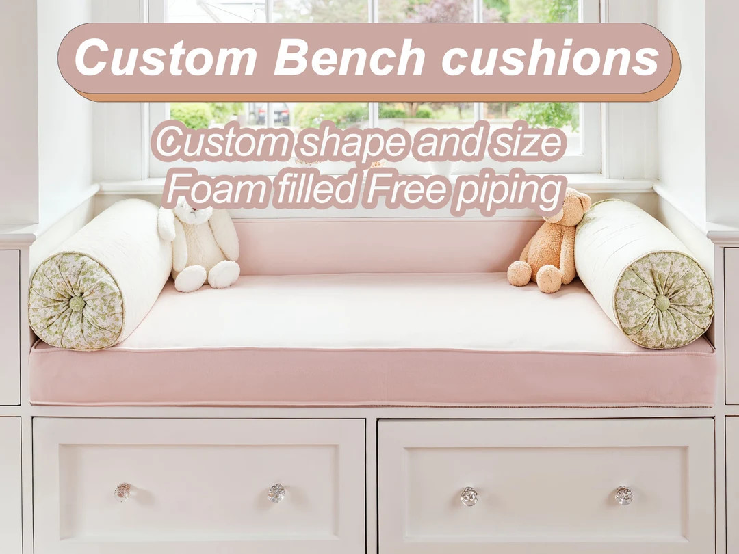3in-Thickened Pink Bay Window Seat Cushion,Custom Seat Cushion,Soft Cushion,Linen Window Seat Cus... | Etsy (US)