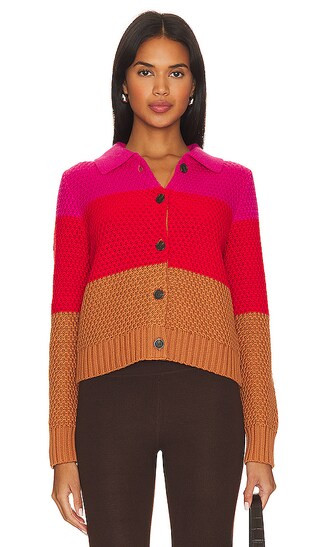 Joanna Colorblocked Honeycomb Cardigan in Toasted Almond Multi | Revolve Clothing (Global)